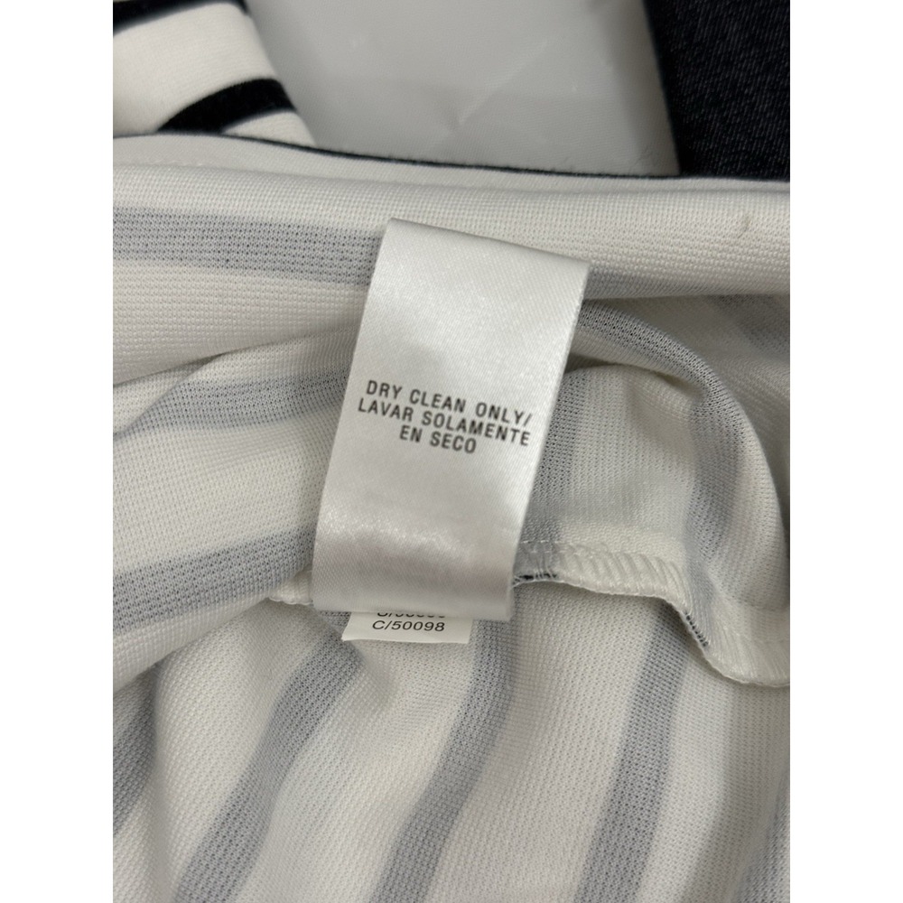 Sandra Darren Womens Size 6 White & Navy 3/4 Sleeve Striped Shift Dress - Picture 5 of 9